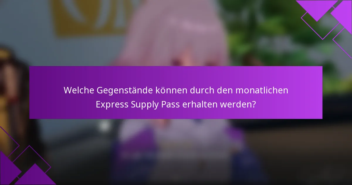 Welche Gegenstände können durch den monatlichen Express Supply Pass erhalten werden?